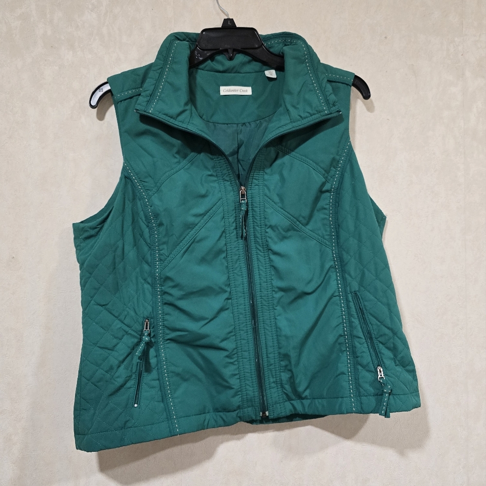 Coldwater Creek Women's Green Quilted Vest